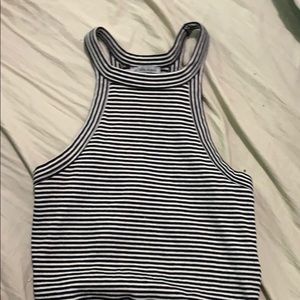 Charlotte russe black and white strip crop top